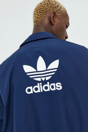 Bunda adidas Originals pánská, tmavomodrá barva, přechodná, oversize