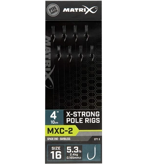 Matrix návazec mxc-2 x-strong pole rig barbless 10 cm - size 16 0,165 mm