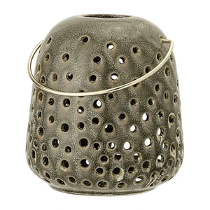 Zelený kameninový lampáš Bloomingville Vivek, výška 14 cm
