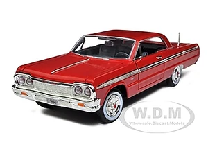 1964 Chevrolet Impala Red 1/24 Diecast Model Car by Motormax