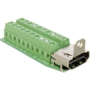 HDMI konektor Delock 65168 65168 zásuvka, vestavná vertikální, pólů 20, stříbrná, 1 ks