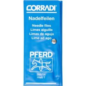 Sada jehlových pilníků CORRADI 140 mm švýcarské drážky 1 v PVC svinovací brašně PFERD 266/14 140 H1 12313062 140