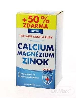 Revital VÁPNIK - HORČÍK - ZINOK +VITAMÍNY D3 a K1