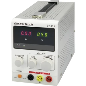 laboratórny zdroj s nastaviteľným napätím Basetech BT-155, 0 - 15 V/DC, 0 - 5 A, 75 W