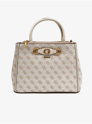 Beige Patterned Handbag Guess Izzy Status Satchel - Women