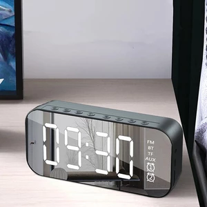 Bakeey A18 Wireless bluetooth Speaker Mirror Hifi Subwoofer Digital Alarm Clock with FM Function AUX Output