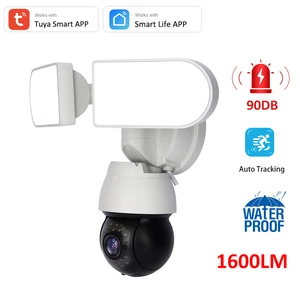 Tuya 1080P Wifi Security Camera Wireless AI Floodlight Surveillance Cam with Pan&Tilt Motion Tracking Two-Way Intercom 1