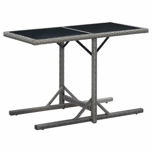 Garden Table Anthracite 43.3"x20.9"x28.3" Glass and Poly Rattan