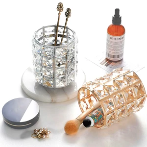 Crystal Makeup Brush Storage Bucket Pens Holder Desktop Case Cosmetic Organizer