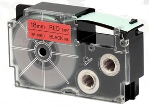Kompatibilná páska s Casio XR-18RD1, 18mm x 8m, čierna tlač/červený podklad