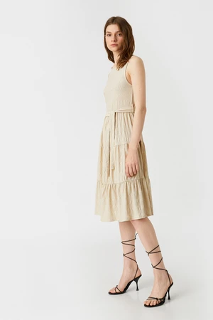 Koton Midi Length Dress With Tiered Belt