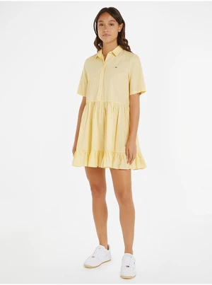 Light Yellow Ladies Shirt Dress Tommy Jeans - Ladies