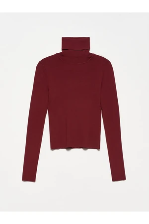 Dilvin 10225 Turtleneck Sweater-burgundy