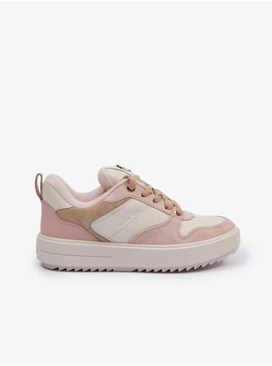 Cream-pink women's sneakers with suede details Michael Kors Rumi Lace Up