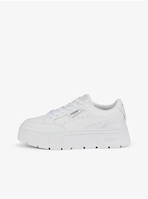 White Women's Leather Sneakers on Puma Mayze Stack Platform - Women