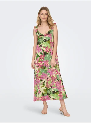 Pink-green Women's patterned maxi-dresses ONLY Zora - Women