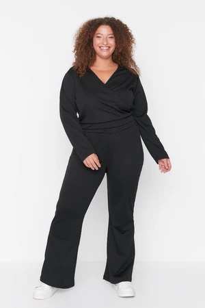 Trendyol Curve Black Double Breasted Closeup Knitted Top-Upper Set