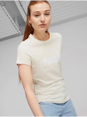 Krémové dámské tričko Puma ESS - Dámské