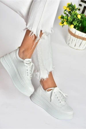 Fox Shoes P274117509 White High Soled Women's Sports Shoes Sneakers