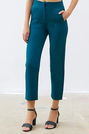 InStyle High Waist darts Double Fabric Trousers - Emerald