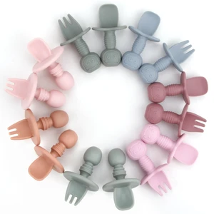 Baby Led Weaning Learning Spoon Silicone Tableware Kids Dining Fork Children's Utensils Toddler Cutlery Set Infant Food Accessor