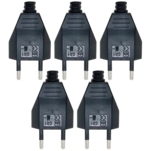 (Pack 5) European Europlug Rewireable Replacement DIY EU Power Plug AC250V 2.5A Black / White
