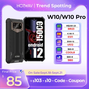 HOTWAV W10 Pro/W10 IP68 Waterproof P22 Android 12 4GB+32GB/6GB+64GB 6.53" HD 20MP Rear Camera 15000mAh Battery
