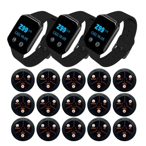 BYHUBYENG Wireless Waiter Calling System Restaurant Pager 3 Waterproof Watch Receiver+20 Call Button for Coffee Clinic