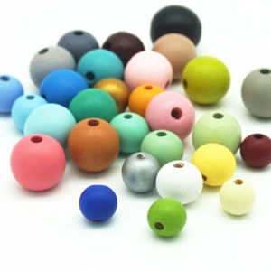 12 14 16 18 20 25 30mm Colorful Eco-Friendly Printing Round Wooden Beads Hemu DIY Crafts Jewelry Custom Kid's Toys Accessories