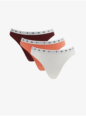Set of three thongs in burgundy, apricot and white Tommy Hilfiger Underwea - Ladies