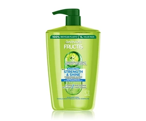 Posilňujúci šampón pre všetky typy vlasov bez lesku Garnier Fructis Strength  a  Shine - 1000 ml + darček zadarmo