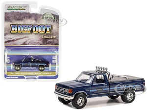 1987 Ford F-250 XLT Lariat Pickup Truck Blue with Stripes and Blue Interior "Bigfoot Cruiser 1" "Hobby Exclusive" Series 1/64 Diecast Model Car by Gr