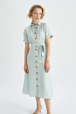 DEFACTO Short Sleeve Midi Short Sleeve Woven Dress