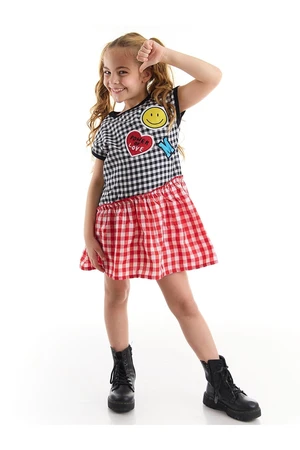 Mushi Power Knitted Gingham Girl Red Black Dress