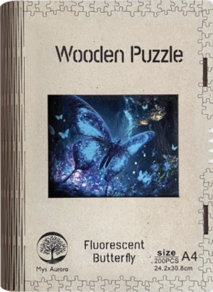 Dřevěné puzzle/Fluorescentní motýl A4