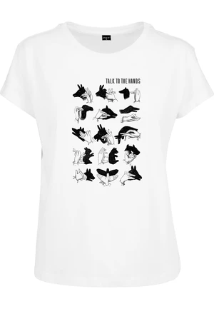 Ladies Talk To The Hand Box Tee White