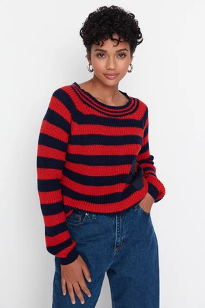 Trendyol Navy Blue Striped Knitwear Sweater