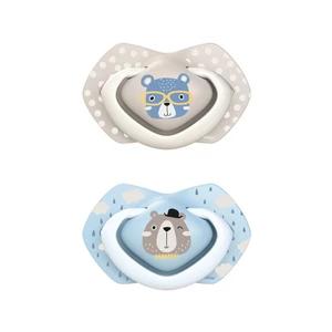 Canpol babies Set symetrických silikonových dudlíků 6-18m Bonjour Paris modrý 2 ks