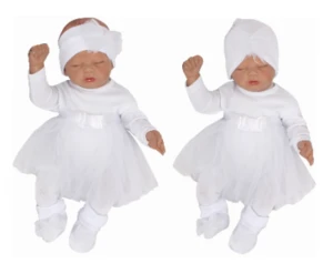 Z&amp;Z 5-dílná soupravička sukničkobody, punčochy, čepička, čelenka, botičky - bílá, vel. 80 (9-12m)