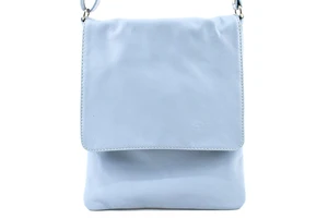 Dámská kožená crossbody kabelka s klopnou Arteddy - světle modrá