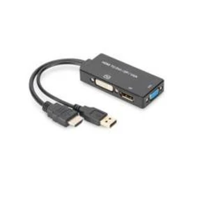 AV konvertor HDMI zástrčka ⇔ DVI-D spojka, VGA zásuvka, zásuvka DisplayPort Digitus AK-330403-002-S AK-330403-002-S