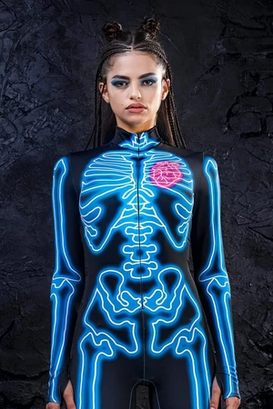 Blue Neon Skeleton Costume, Woman Halloween Costume, Halloween Costume Adult, Sexy Skeleton Bodysuit