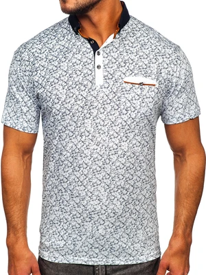 Tricou polo alb cu imprimeu Bolf 192419