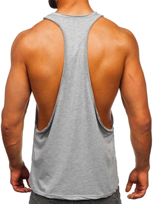 Tricou tank top fără imprimeu bărbați gri Bolf 1245