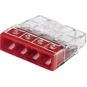krabicová svorka tuhosť: 0.5-2.5 mm² Pólov: 4 WAGO  1 ks priehľadná, červená