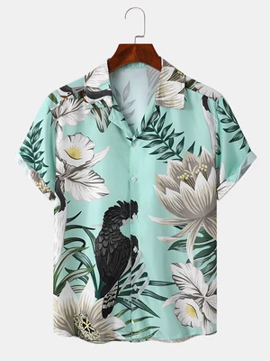 Men Floral & Bird Graphic Soft Breathable Graceful Leisure Shirts
