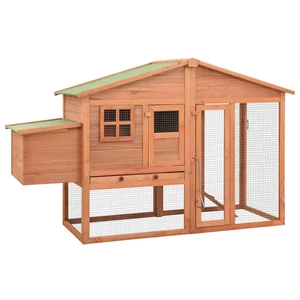 [EU Direct] vidaXL 170864 Chicken Coop with Box Solid Fir Wood Pet Supplies Rabbit House Pet Home Puppy Bedpen Fence Pla
