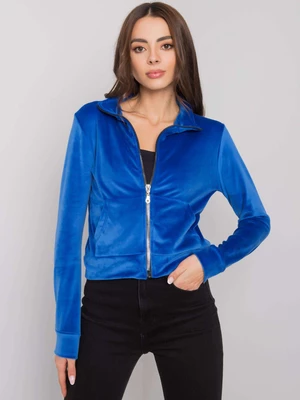 RUE PARIS Dark blue velour sweatshirt with zipper