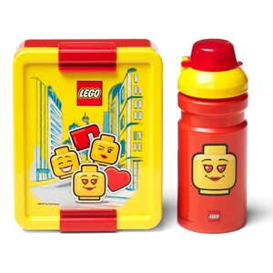 Set žlto-červeného desiatového boxu a fľaše na pitie LEGO® Iconic