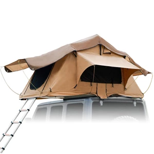 [US Direct]3-4 Person Caravan Tent Roof Tent Retractable Ladder Double Door Sunproof Breathable Large Space Outdoor Camp